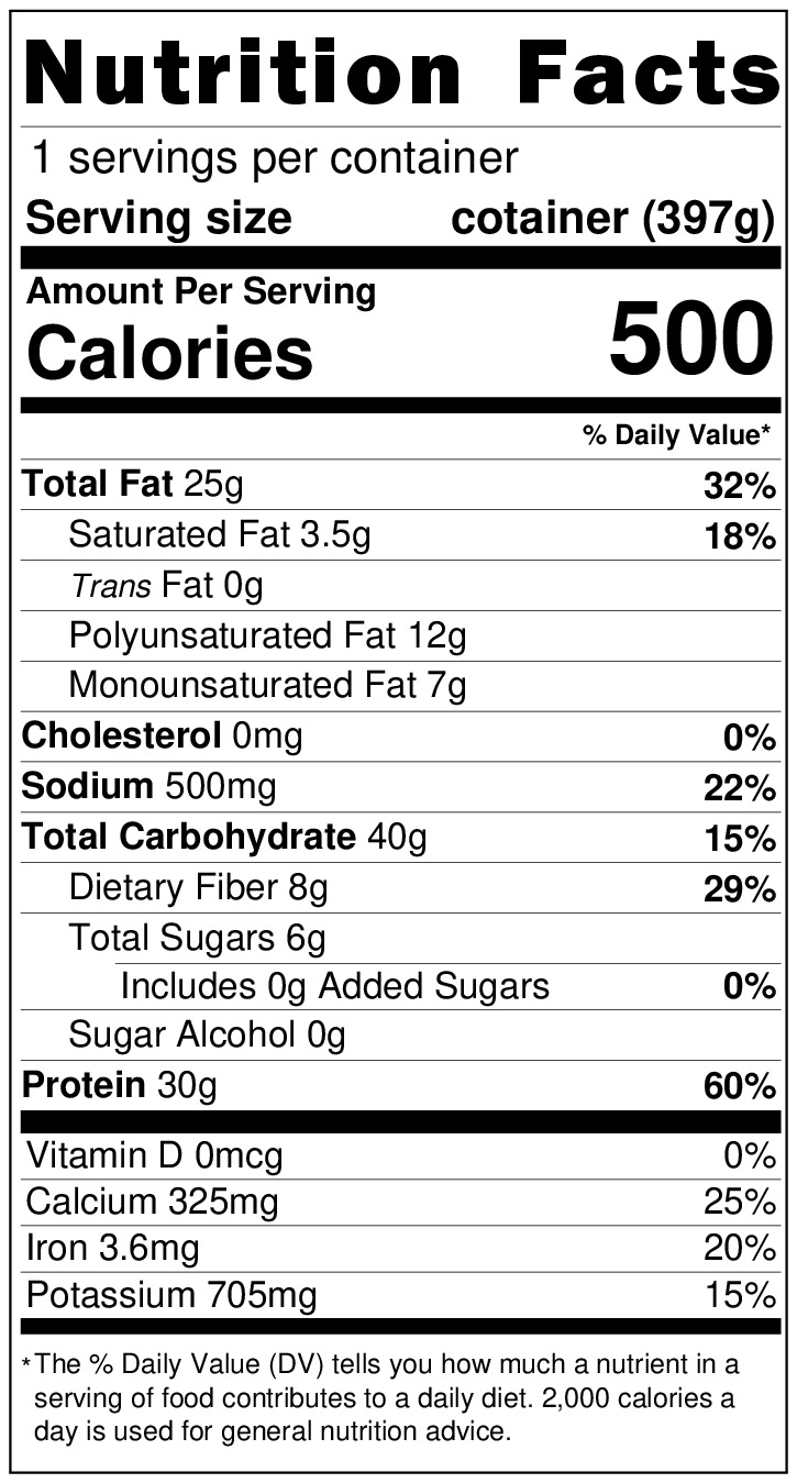 Smoked Tofu Bowl Nutrition Fact